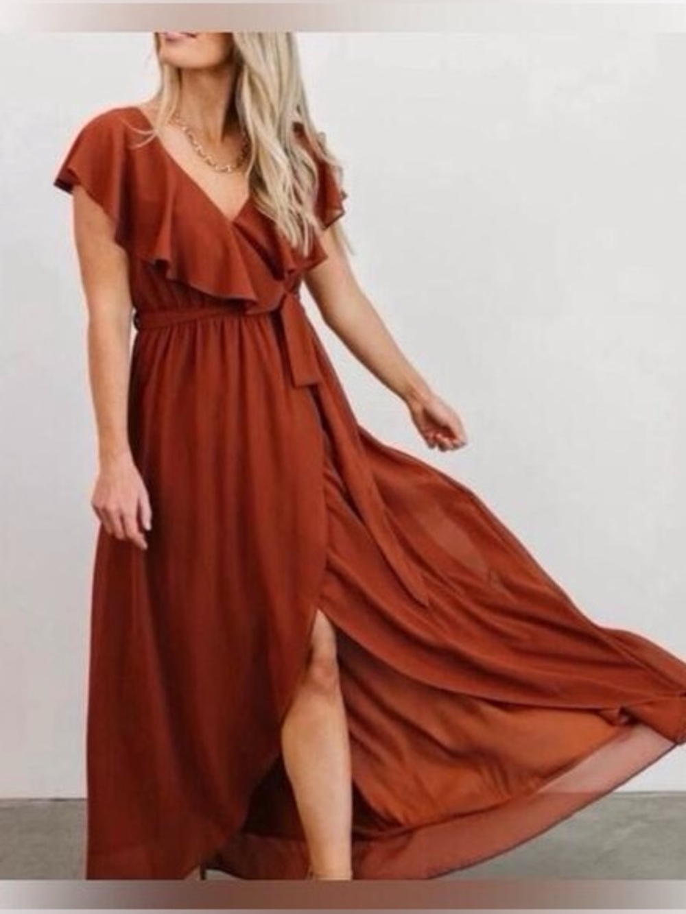 Baltic Born Dress Katya Maxi Bridesmaid Wedding Boho Rust Orange Brown Size  L